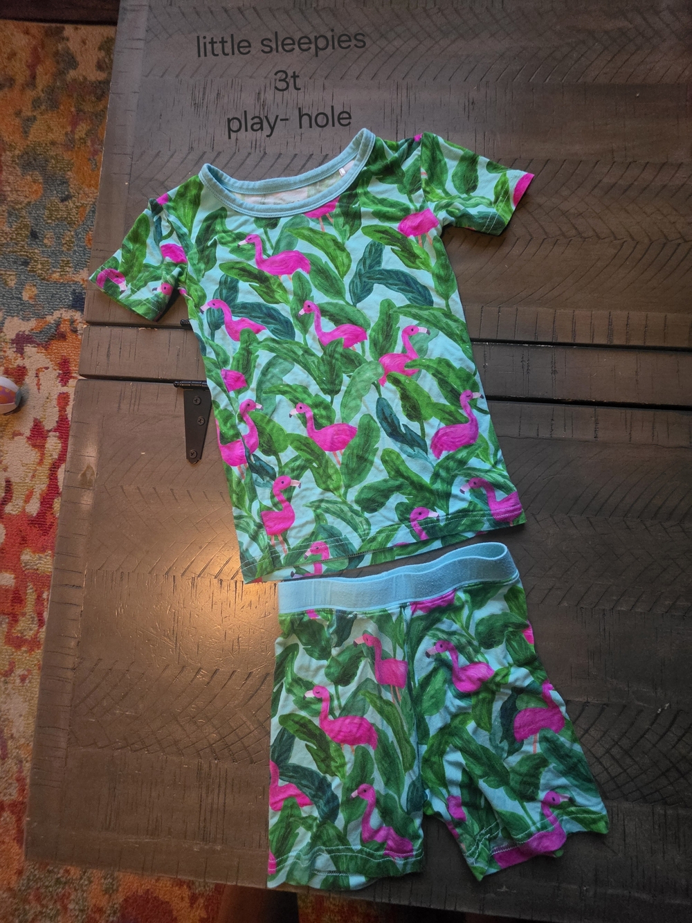 Little Sleepies Pink Flamingo & Green Leaf Pajama Set